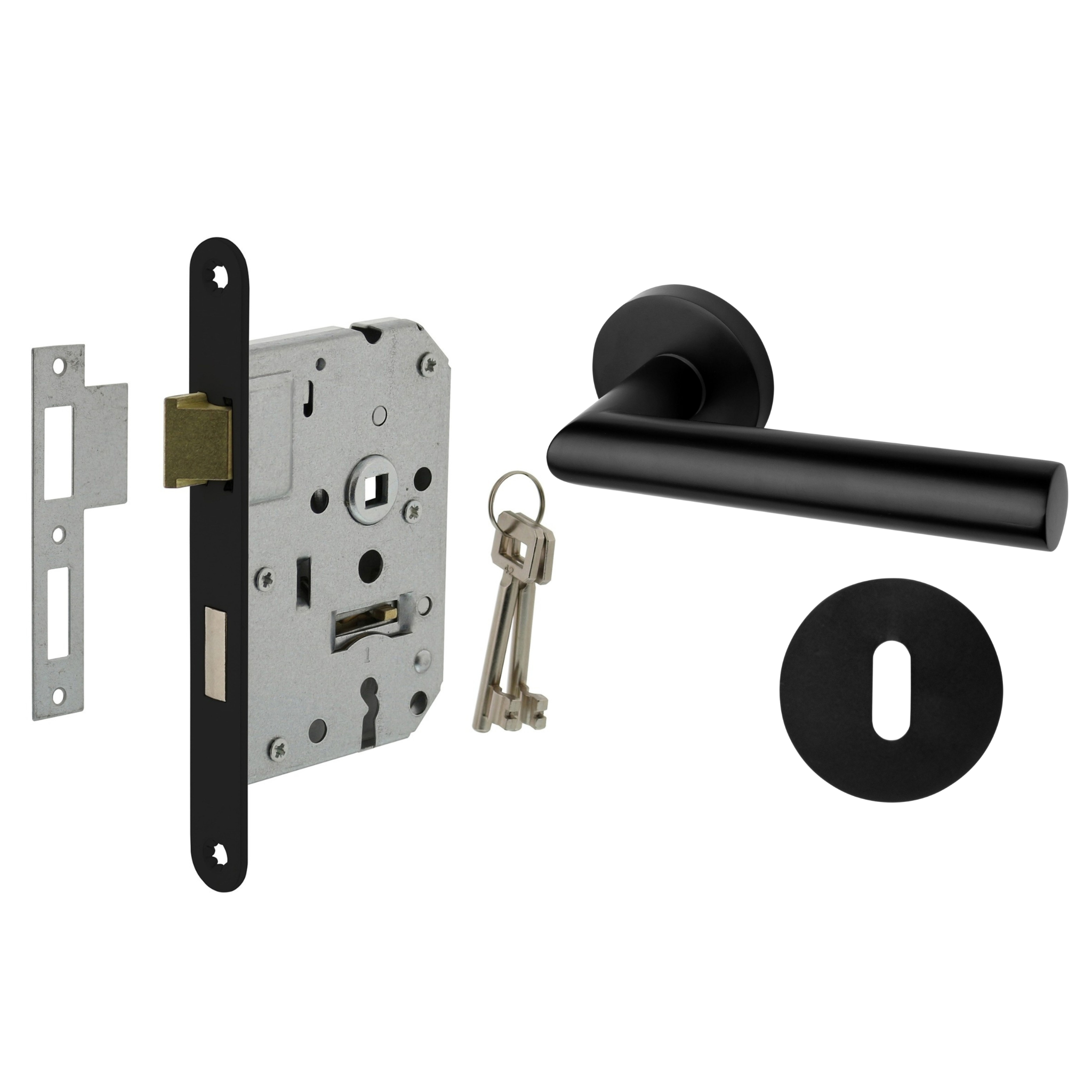 Mooi Deurbeslag Deurbeslag set met slot, sleutelrozet en deurklink Modern geveerd zwart