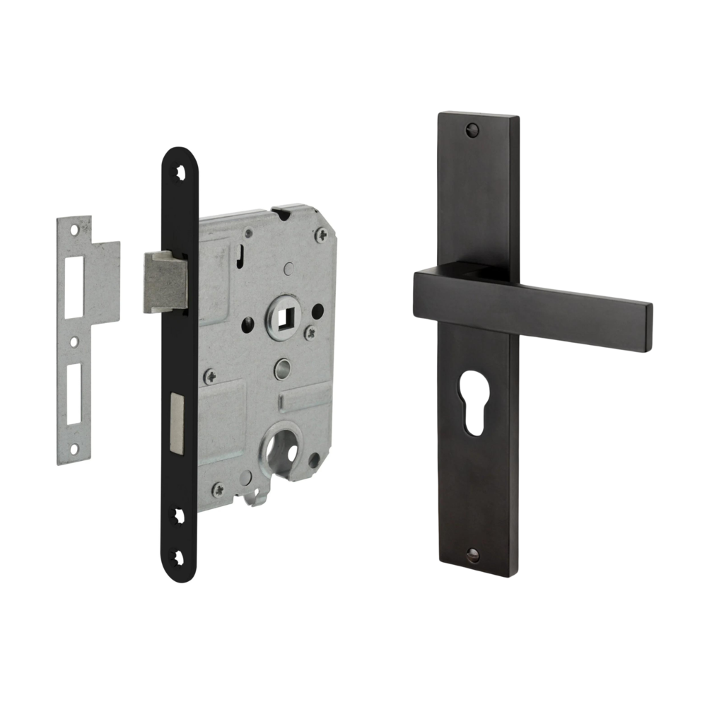 Mooi Deurbeslag Deurbeslag set Lusso met cilindergat en cilinder dag-en nacht slot Mooi Deurbeslag Deurbeslag set Lusso met cilindergat en cilinder dag-en nacht slot