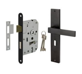 Mooi Deurbeslag Deurbeslag set Lusso met sleutelgat en slot Mooi Deurbeslag Deurbeslag set Lusso met sleutelgat en slot