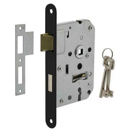 Mooi Deurbeslag Deurbeslag set met slot, sleutelrozet en deurklink Modern geveerd zwart Mooi Deurbeslag Deurbeslag set met slot, sleutelrozet en deurklink Modern geveerd zwart