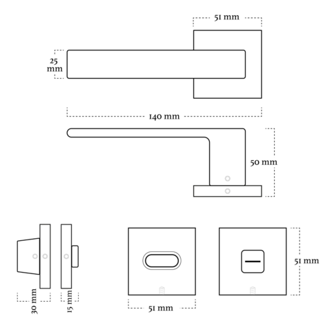 Mooi Deurbeslag Deurbeslag set met WC-slot en deurklink Nova21 geveerd zwart