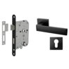 Mooi Deurbeslag Deurbeslag set met slot, cilinderrozet en deurklink Nova21 geveerd zwart Mooi Deurbeslag Deurbeslag set met slot, cilinderrozet en deurklink Nova21 geveerd zwart