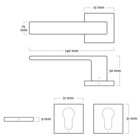 Mooi Deurbeslag Deurbeslag set met slot, cilinderrozet en deurklink Nova21 geveerd zwart Mooi Deurbeslag Deurbeslag set met slot, cilinderrozet en deurklink Nova21 geveerd zwart