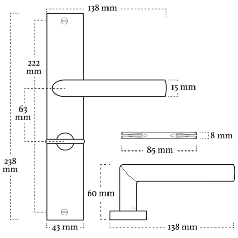 Mooi Deurbeslag Deurklink Ferro wc slot 63/8, geveerd met schild mat zwart - deurbeslag voor binnendeur Mooi Deurbeslag Deurklink Ferro wc slot 63/8, geveerd met schild mat zwart - deurbeslag voor binnendeur