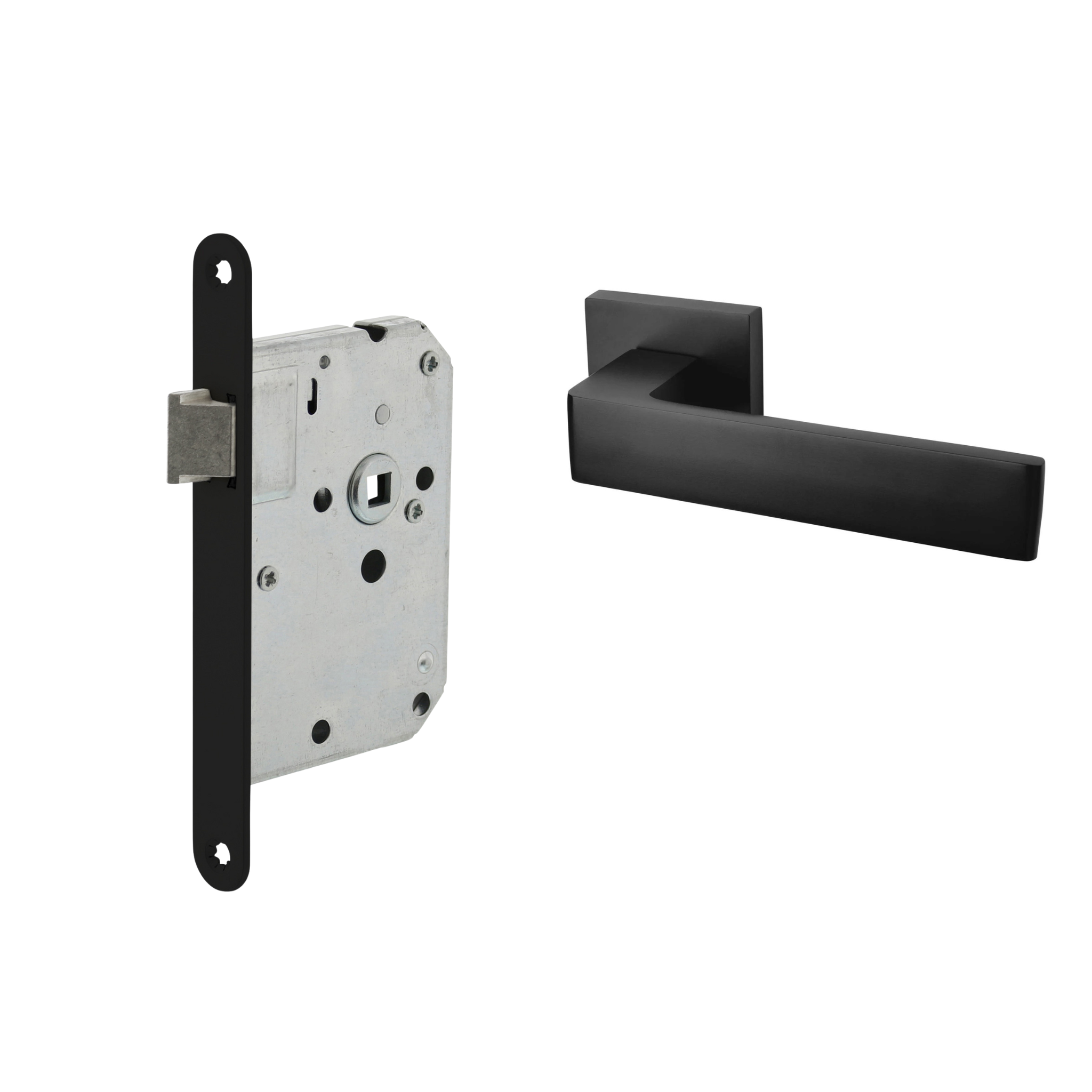 Mooi Deurbeslag Deurbeslag set loopslot en deurklink Nova21 geveerd zwart