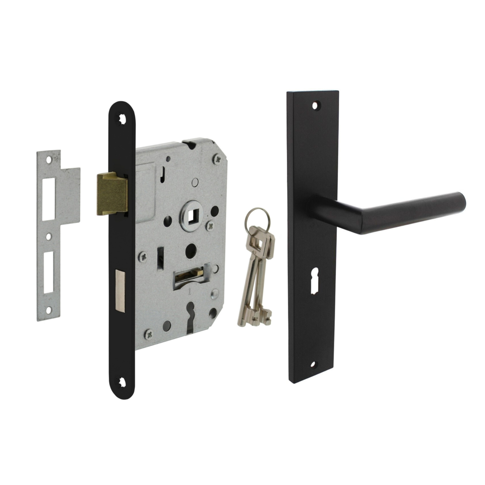 Mooi Deurbeslag Deurbeslag set Ferro met sleutelgat en slot Mooi Deurbeslag Deurbeslag set Ferro met sleutelgat en slot