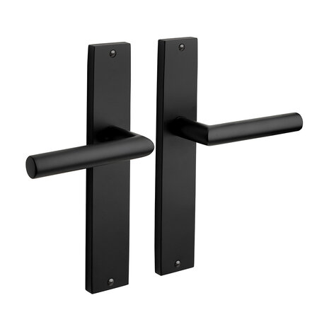 Mooi Deurbeslag Geveerde Deurklink Ferro met schild mat zwart Mooi Deurbeslag Geveerde Deurklink Ferro met schild mat zwart