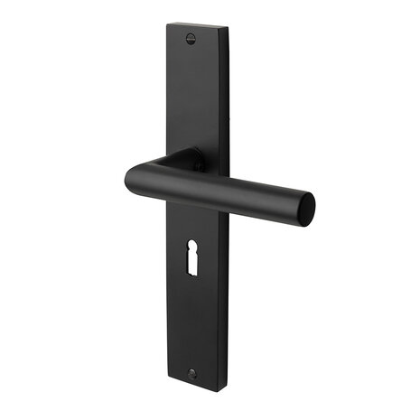 Mooi Deurbeslag Geveerde deurklink Ferro mat zwart op schild met sleutelgat 55mm - voor binnendeur Mooi Deurbeslag Geveerde deurklink Ferro mat zwart op schild met sleutelgat 55mm - voor binnendeur