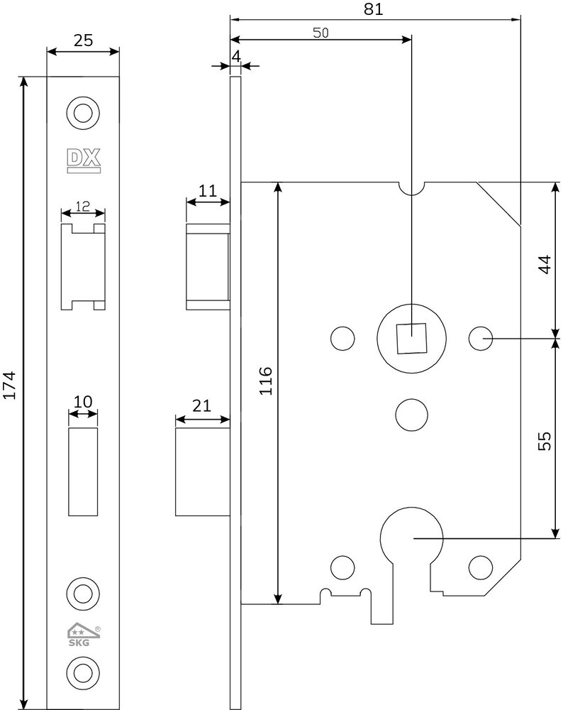 Dulimex Veiligheidsslot skg2 profielcilindergat 55mm rechthoekige voorplaat Dulimex Veiligheidsslot skg2 profielcilindergat 55mm rechthoekige voorplaat