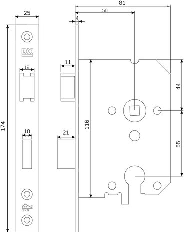 Dulimex Veiligheidsslot skg2 profielcilindergat 55mm rechthoekige voorplaat Dulimex Veiligheidsslot skg2 profielcilindergat 55mm rechthoekige voorplaat