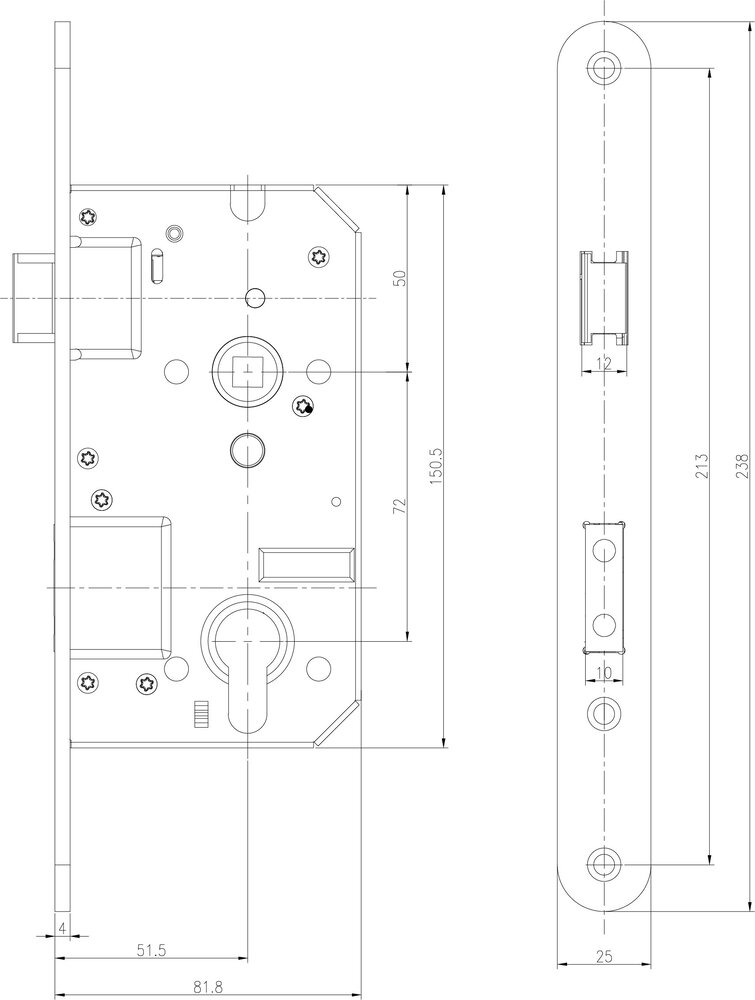 Intersteel Veiligheidsslot skg2 profielcilindergat 72mm met afgeronde voorplaat 25x238mm Intersteel Veiligheidsslot skg2 profielcilindergat 72mm met afgeronde voorplaat 25x238mm