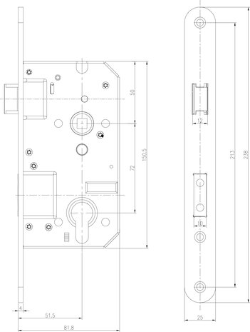 Intersteel Veiligheidsslot skg2 profielcilindergat 72mm met afgeronde voorplaat 25x238mm Intersteel Veiligheidsslot skg2 profielcilindergat 72mm met afgeronde voorplaat 25x238mm
