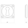 Intersteel Sleutelrozet schroefgat vierkant messing getrommeld Intersteel Sleutelrozet schroefgat vierkant messing getrommeld