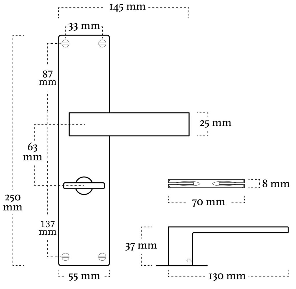 Mooi Deurbeslag Deurbeslag set Nova op schild met toilet-/badkamer sluiting Mooi Deurbeslag Deurbeslag set Nova op schild met toilet-/badkamer sluiting