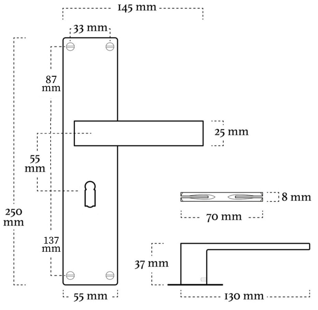 Mooi Deurbeslag Deurbeslag set Nova op schild met sleutelgat en slot