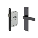 Mooi Deurbeslag Deurbeslag set Nova op schild met loopslot Mooi Deurbeslag Deurbeslag set Nova op schild met loopslot