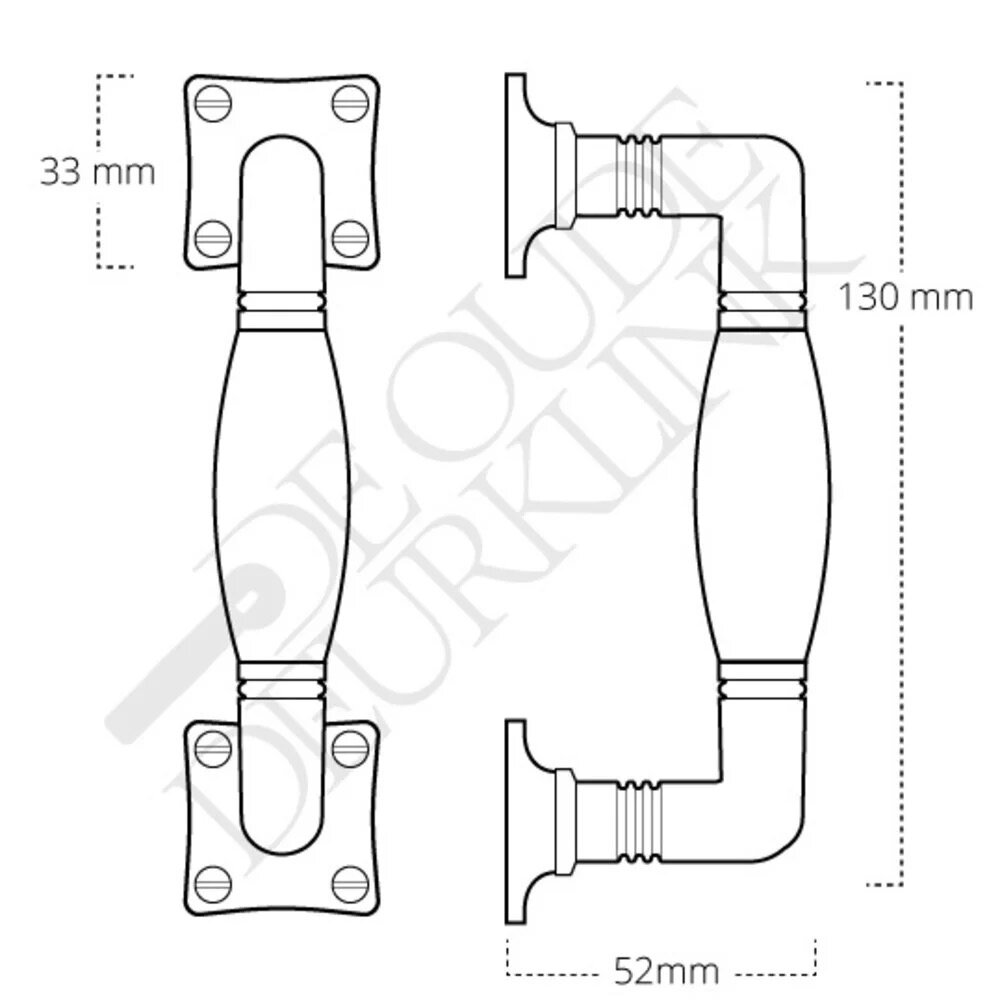 De Oude Deurklink Handgreep messing getrommeld - voor kast of lade - De Oude Deurklink De Oude Deurklink Handgreep messing getrommeld - voor kast of lade - De Oude Deurklink