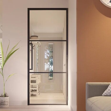 Loftdeur Slimline stalen scharnierdeur helder glas 231.5x93 cm linksdraaiend Loftdeur Slimline stalen scharnierdeur helder glas 231.5x93 cm linksdraaiend