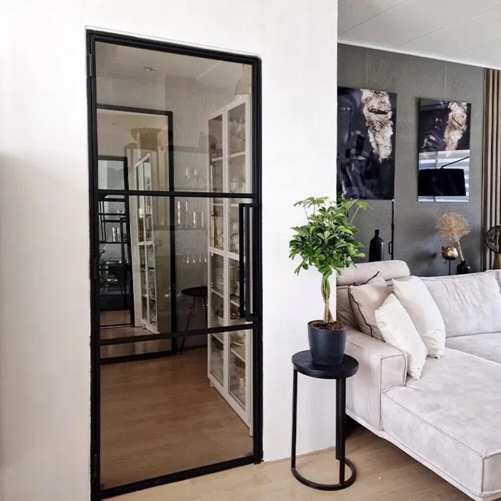 Loftdeur Slimline stalen scharnierdeur helder glas 231.5x93 cm linksdraaiend Loftdeur Slimline stalen scharnierdeur helder glas 231.5x93 cm linksdraaiend