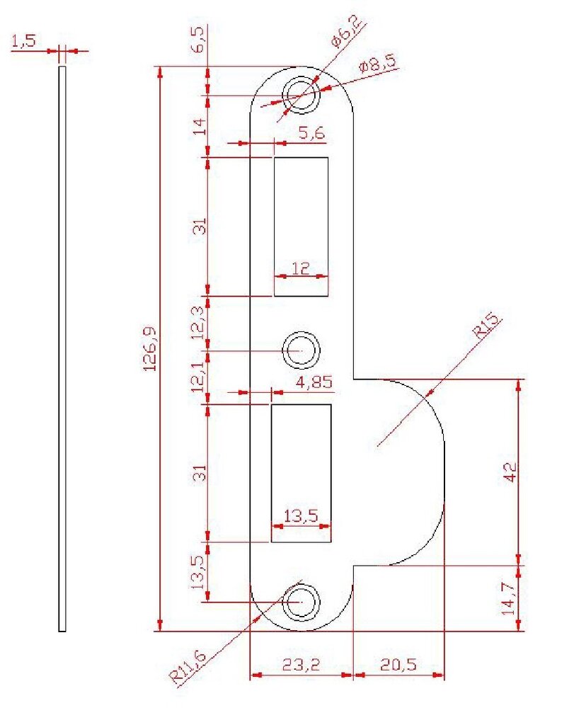 Dulimex RVS sluitplaat ronde hoeken t.b.v. veiligheidsinsteekslot PC55 Dulimex RVS sluitplaat ronde hoeken t.b.v. veiligheidsinsteekslot PC55