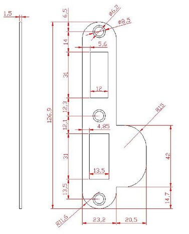 Dulimex RVS sluitplaat ronde hoeken t.b.v. veiligheidsinsteekslot PC55 Dulimex RVS sluitplaat ronde hoeken t.b.v. veiligheidsinsteekslot PC55