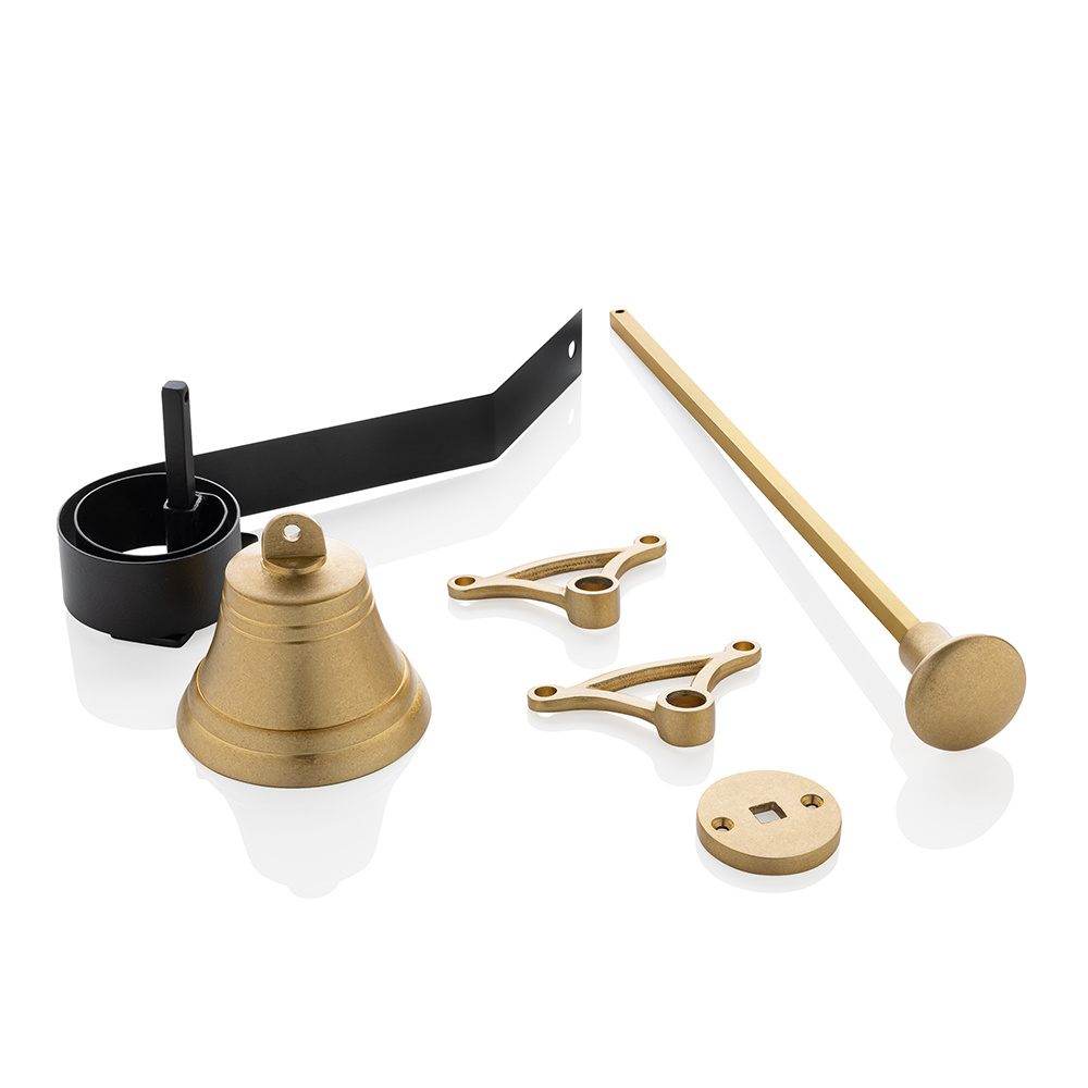 De Oude Deurklink Trekbel messing getrommeld