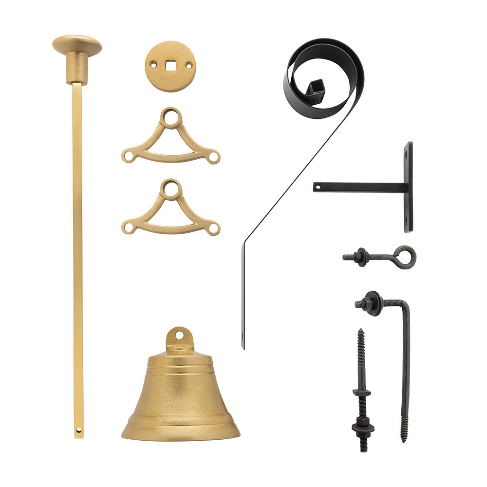 De Oude Deurklink Klassieke Trekbel uitgevoerd in messing getrommeld De Oude Deurklink Klassieke Trekbel uitgevoerd in messing getrommeld