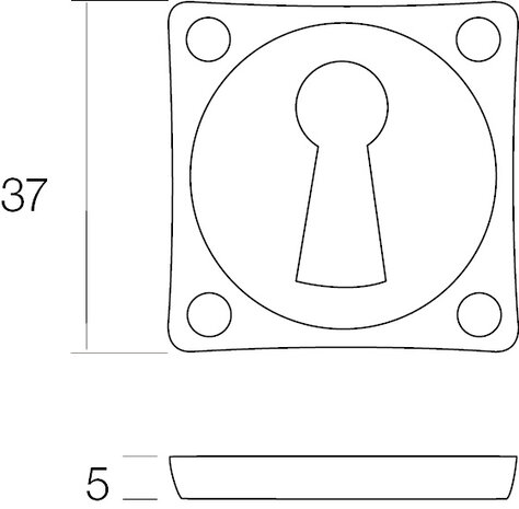 Intersteel Sleutelrozetten vierkant nikkel mat Intersteel Sleutelrozetten vierkant nikkel mat