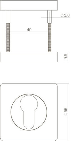 Intersteel Cilinderrozet vierkant wit Intersteel Cilinderrozet vierkant wit
