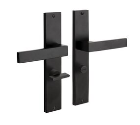 Mooi Deurbeslag Deurklink Lusso 57/8mm wc, geveerd met schild mat zwart Mooi Deurbeslag Deurklink Lusso 57/8mm wc, geveerd met schild mat zwart