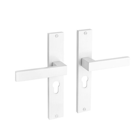Mooi Deurbeslag Geveerde deurklink Lusso wit op schild met cilindergat 55mm - voor binnendeur Mooi Deurbeslag Geveerde deurklink Lusso wit op schild met cilindergat 55mm - voor binnendeur