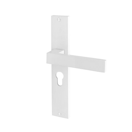 Mooi Deurbeslag Geveerde deurklink Lusso wit op schild met cilindergat 55mm - voor binnendeur Mooi Deurbeslag Geveerde deurklink Lusso wit op schild met cilindergat 55mm - voor binnendeur
