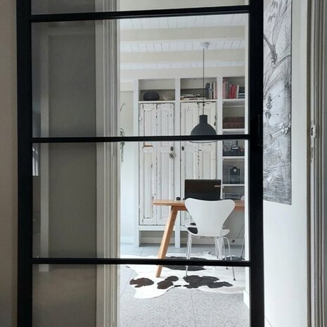 Loftdeur Stalen schuifdeur 4-vaks met helder glas Loftdeur Stalen schuifdeur 4-vaks met helder glas