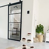 Loftdeur Stalen schuifdeur 4-vaks met helder glas Loftdeur Stalen schuifdeur 4-vaks met helder glas