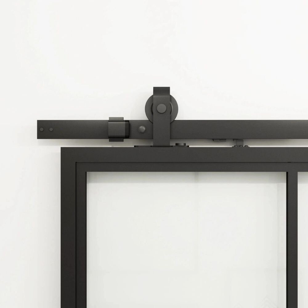 Loftdeur Stalen schuifdeur 4-vaks met helder glas Loftdeur Stalen schuifdeur 4-vaks met helder glas