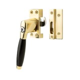 De Oude Deurklink Klassieke raamsluiting met slot, links, messing gelakt De Oude Deurklink Klassieke raamsluiting met slot, links, messing gelakt
