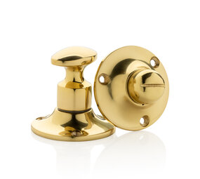 De Oude Deurklink WC slot draaiknop messing gelakt rond rozet De Oude Deurklink WC slot draaiknop messing gelakt rond rozet