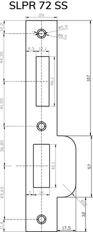 Dulimex Sluitplaat rechte hoeken voor veiligheidsslot skg2 profielcilindergat 72 mm Dulimex Sluitplaat rechte hoeken voor veiligheidsslot skg2 profielcilindergat 72 mm