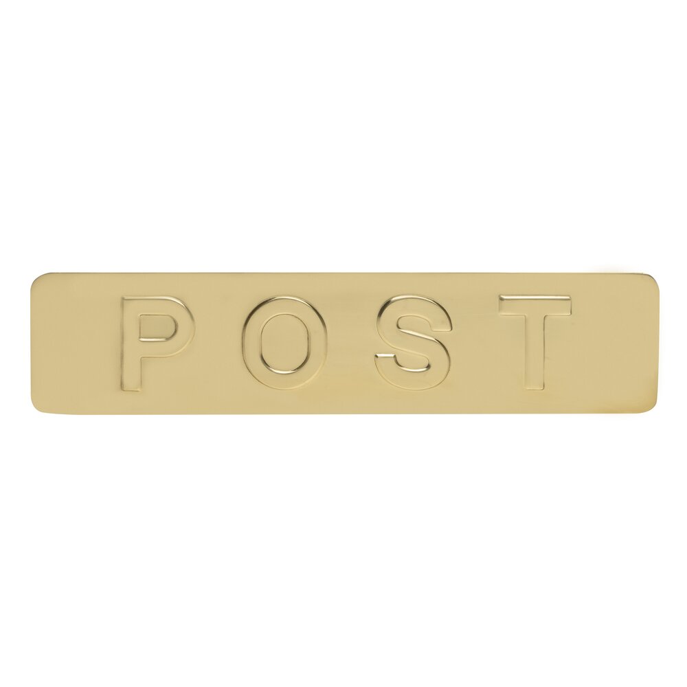 Mooi Deurbeslag Homebox buitenklep glanzend messing ’Post’ front Mooi Deurbeslag Homebox buitenklep glanzend messing ’Post’ front