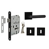 Mooi Deurbeslag Deurbeslag set met sleutelrozet en deurklink Linee zwart Mooi Deurbeslag Deurbeslag set met sleutelrozet en deurklink Linee zwart