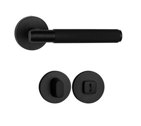 Mooi Deurbeslag Deurklink Luxor mat zwart met WC slot