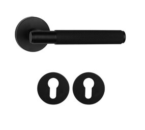 Mooi Deurbeslag Deurklink Luxor mat zwart met cilinderrozet