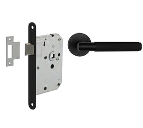 Mooi Deurbeslag Deurbeslag set loopslot en deurklink Luxor mat zwart Mooi Deurbeslag Deurbeslag set loopslot en deurklink Luxor mat zwart