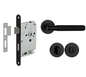 Mooi Deurbeslag Deurbeslag set met WC-slot en deurklink Luxor mat zwart