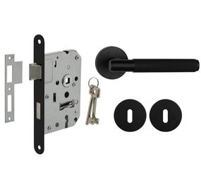 Mooi Deurbeslag Deurbeslag set met sleutelrozet en deurklink Luxor mat zwart