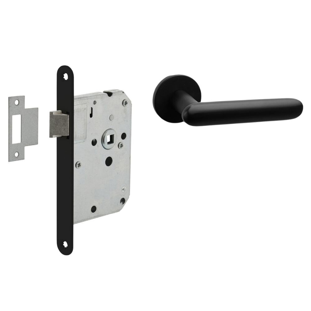 Mooi Deurbeslag Deurbeslag set loopslot en deurklink Rinnovo zwart Mooi Deurbeslag Deurbeslag set loopslot en deurklink Rinnovo zwart