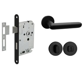 Mooi Deurbeslag Deurbeslag set met WC-slot en deurklink Rinnovo zwart