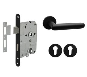 Mooi Deurbeslag Deurbeslag set met cilinderrozet en deurklink Rinnovo zwart