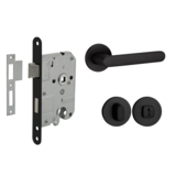 Mooi Deurbeslag Deurbeslag set met WC-slot en deurklink Tondo zwart Mooi Deurbeslag Deurbeslag set met WC-slot en deurklink Tondo zwart