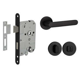 Mooi Deurbeslag Deurbeslag set met WC-slot en deurklink Tondo zwart